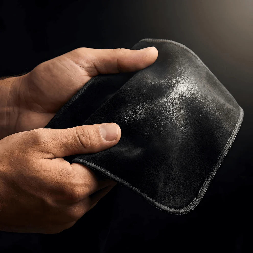 Premium Black Microfiber Glass Polishing Cloth for Whiskey Glasses & Decanters