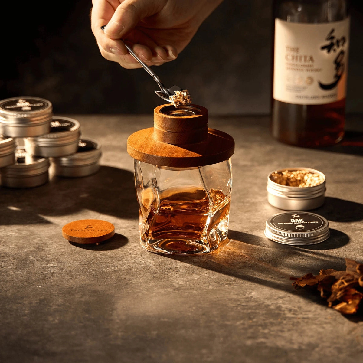 Premium Whiskey Rooker Kit met Torch & Houtsnippers